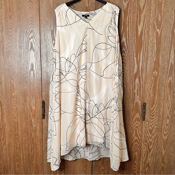 Alfani Dresses & Skirts - Alfani Womens Mesh Dress  2X Tan Abstract Pattern Sleeveless Casual Under Dress